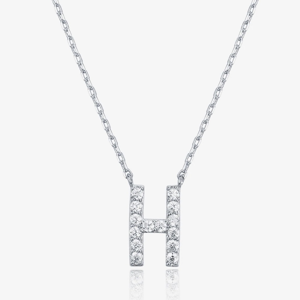 14K White Gold Pavoi “H” Necklace